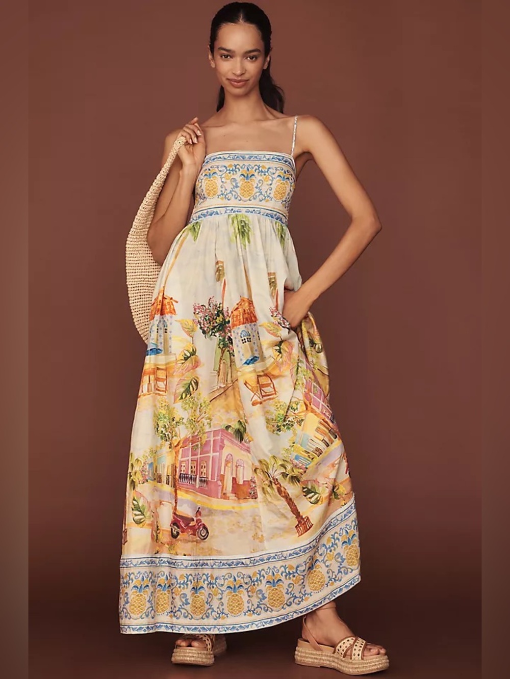 Farm Rio the Aracati Multicolor Maxi Dress Size S